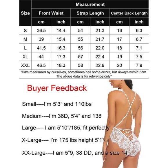 Avidlove Women One Piece Lingerie Lace Bodysuit Deep V Teddy Mini Babydoll - Picture 5 of 5